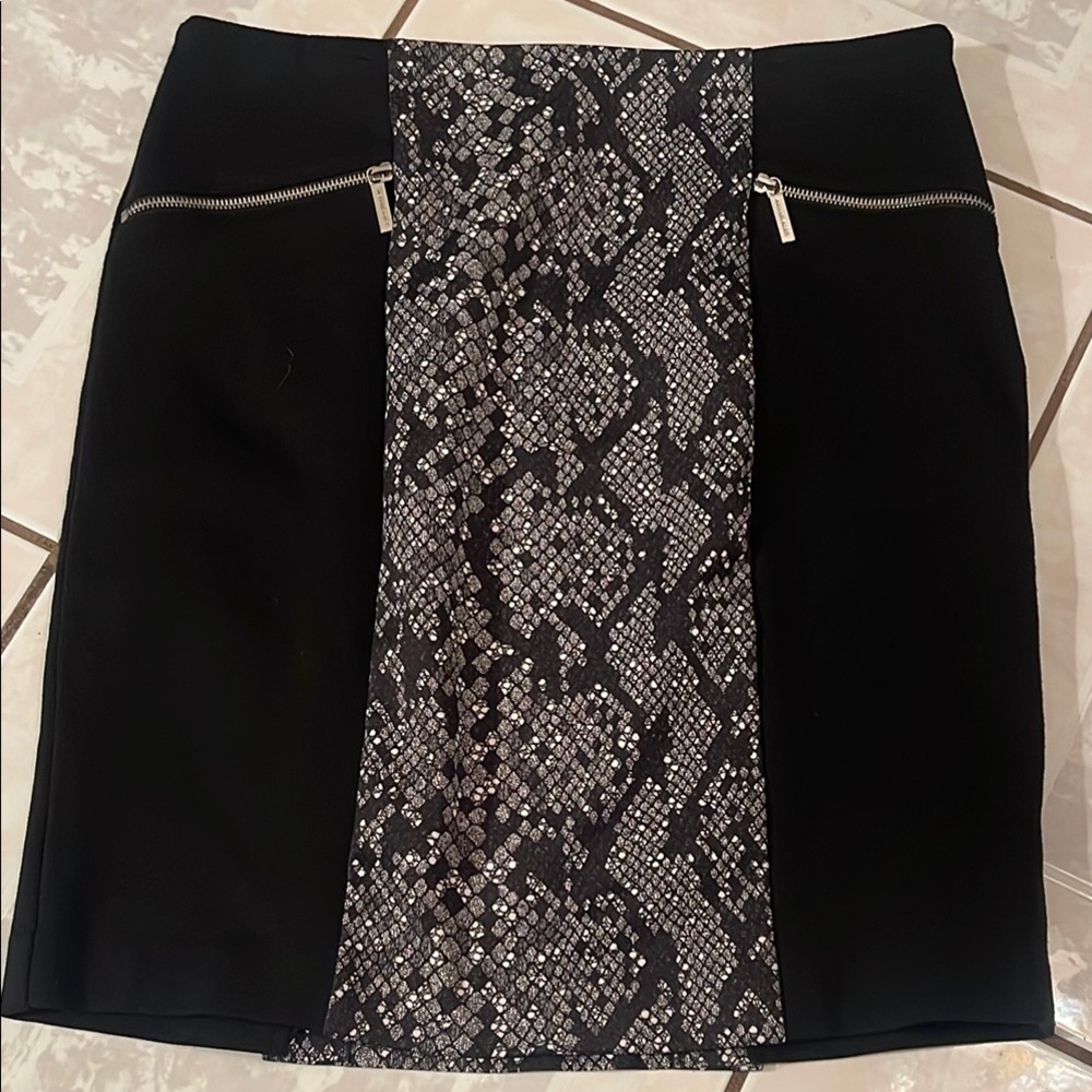 Michael Kors Black and Gray Mini Pencil Skirt